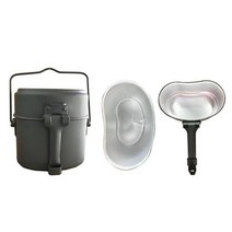 군용반합 백패킹 군용 코펠 야외 점심 상자 휴대용 캠핑 Mess 키트 하이킹 쿡 3 조각 군사 Bento 조리기구 육군 Y2N1, [01] Army Green