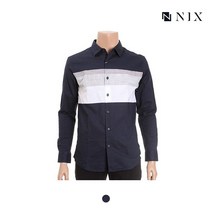 [NIX]남)코튼린넨 가로블록 레귤러핏셔츠(FNNECSL106P