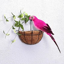 미니어쳐 35/25cm 수제 시뮬레이션 앵무새 크리에이티브 깃털 잔디 입상 장식 동물 조류 정원 소품 미니어, 01 pink  parrot_02 35CM