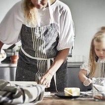 린넨 면 앞치마 스트라이프 도톰한 두께 마리아테레스 카페 예쁜 북유럽 목끈