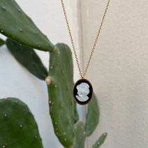 Amaillis18k 골드 빈티지 카메오 뷰티 헤드 타원형 어머니 진주 쉘 쇄골 목걸이 선언문 참 초커 목걸이 쥬얼리|목걸이들|