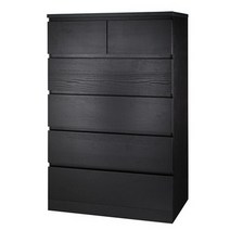 이케아 MALM 말름 6칸서랍장 80x123 cm 서랍장, 블랙브라운 603.546.25