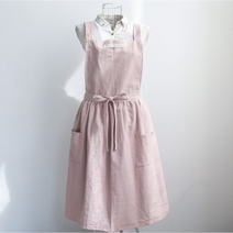 에쉬울프 린넨 앞치마 고급 4종 색상, 핑크