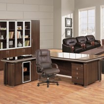 [PN] 산타페 중역용책상/ SAN-G1800/ 월넛/ 갈색유리포함/ CEO/ 사장실/ 임원실/ 대표실/ 팀장실/ 사무실/ 사무가구, 사이드책상[수납형]