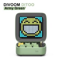 Divoom Ditoo-Pro 레트로 픽셀 아트 블루투스 휴대용 스피커 알람 시계, 그린