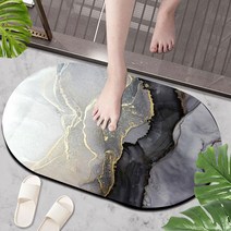 욕실 화장실 속건 연성 흡수 미끄럼 방지 고무 매트, 연기 파도, (60cm x 90cm)* 2