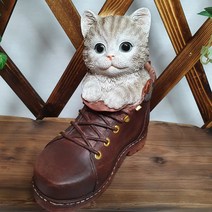 코돌이 감성 인테리어 소품 실물모형 마블장식 인형 워커속 고양이시리즈 카페개업 집들이선물, 그레이