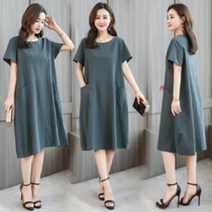 여름 중년 빅사이즈 롱 반팔 원피스