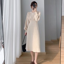 아이엠몽 여성 라운드넥 슬림 퍼프 셔링 롱원피스 BC112272DE 그라치아
