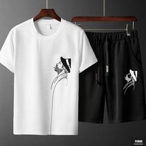 가바바 남성 빅사이즈 트레이닝복 세트 멋진 일러스트 프린팅 캐주얼 여름 트레이닝복 세트 G51840