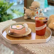 [천삼백케이] [홈에드] 반달 홈 카페 디저트 혼밥 트레이 쟁반 - 중, 화이트(중)