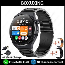 스마트워치 Kospet 화웨이 xiaomi nfc 남자 gt3 pro amoled 390390 hd 스크린 심박수 블루투스 통화 ip68 방수 smartwatch 2023, 블랙 스틸