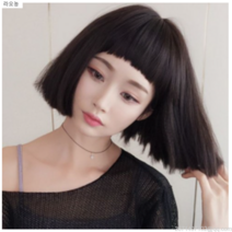 라오농 LAONONG 여성 자연스러운 뱅 앞머리 레옹 마틸다 단발머리 통가발DFEfgfd989, 1개, 자연블랙+행복한 공장 직영 안심구매weihaizguoguomaijia