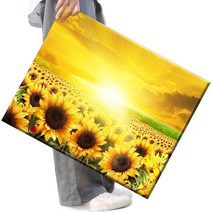 FASEN DIY 보석십자수 캔버스 형액자 세트 40 x 50cm, 40*50 cm, K092 석양 해바라기요
