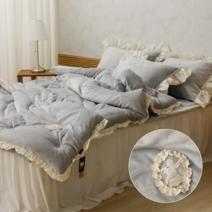 에그룸 부드러운 3mm 단모극세사 프릴 레이스 백화점 극세사 이불세트 싱글 퀸 SS/Q 4color