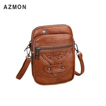 AZMON 심플 모던 가죽 미니 크로스백 지갑 화장품 폰가방 외출용 작은가방