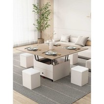 거실테이블 접이식 리프팅 탁자 거실 쇼파 리프트업, 1m 브라운