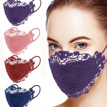 마스크 레이스 페이스 세탁 얼굴 통기성 입 가면 보호, 마스크퍼플GD12161, 1개