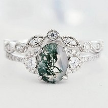 자수정 반지 유색 보석 오팔 원석 2 개/대 빈티지 타원형 컷 월장석 여성 설정 웨딩 밴드 약혼 유행 연회 파티 선물