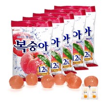롯데 복숭아캔디(153g) x 5봉(+밀크츄 2개포함), 1세트