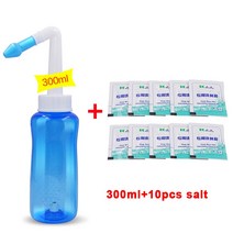 500ML/300ML 성인 어린이 비강 세척제 부비동 코 보호기는 알레르기 성 비염 피를위한 습기 제거 Neti Pot, 02 300ML 10pcs salt