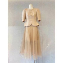 수입명품 스타일 퍼프 자켓 샤 스커트 투피스 셋트