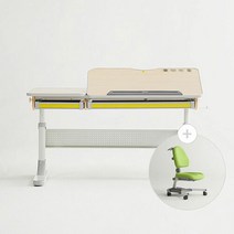 위드그로우 [위드그로우]엘리트 높이각도조절 책상+지니의자 Y402S 세트, 책상:책상그레이옐로우 / 의자:의자그린+의자커버그린