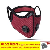 CoolChange 스포츠 페이스 마스크 PM2.5 오염 방지 러닝 트레이닝 보호 더스트 마스크 활성탄 필터 자전거 사이클링 마스크, 1Mask with 10filters_28