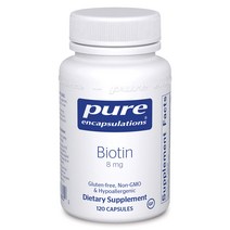 Pure Encapsulations 비오틴 8mg 120 캡슐 Biotin Hypoallergenic B Vitamin Supplement, 1통, 120개입