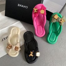 진엔진 여성 쿠션 리본 슬리퍼