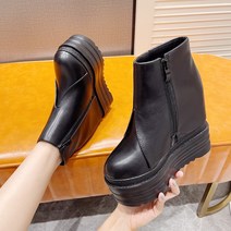 라오농 가을겨울신상 기모달린 여성화 화이트웨지 앵클부츠 14CM 통굽단화 부츠+JUU10X