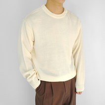 로니제이 남자 오버핏 무지 라운드 니트