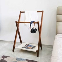 원목행거 선반 원룸 옷방 인테리어 벽 선반 코트랙 옷, 중사이즈 로그  70  48.5  147