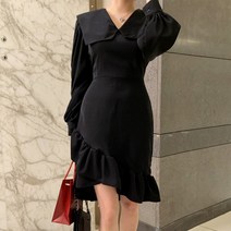 퍼니걸스 1775 데일리 빅카라 언발 프릴 미니 원피스 여성의류