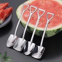 [1+1 제공] 귀여운 삽 모양 15.5cm 예쁜 티스푼 커피스푼 차스푼 요거트스푼 롱티스푼 미니스푼 디저트스푼 요거트숟가락 카페스푼 과일포크 요플레스푼 롱머들러 칵테일스푼 답례품, 삼각형 삽모양, 삼각형 삽모양