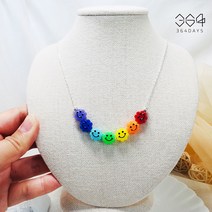 364days 925실버 스마일 구름꽃 비즈 무지개 목걸이 초등학생 어린이목걸이 엄마랑 아이랑 커플 조카 선물 아동목걸이 사이즈 선택가능