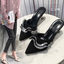 도오빠 여성 뮬 블로퍼 키튼힐 샌들 슬리퍼 프릴 스팽글 구두 여자블로퍼 미들힐 플랫 20대 30대 패션 데일리 스타일리쉬 힐슬리퍼