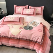 이불커버 럭셔리 세트 봄 해외명품이불 폭삭한 시트 여름이불세트 인테리어 침구세트 명품이불 이불커버, 핑크 노화_2.0입사 4종세트(이불커버 220*240)