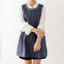 소담소담 린넨 원피스형 앞치마 일반사이즈, 네이비