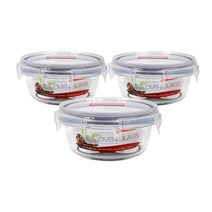 뉴오븐글라스 원형 400ml-3개/밀폐용기/내열유리/오븐용기/전자레인지