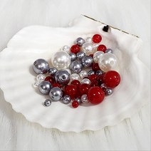 진주 비즈공예 재료 만들기 구슬 DIY 화이트 흑진주 산호진주, 6mm(285개)