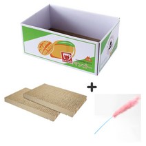 멍멍군나비양 고양이 캣박스 마약박스 냥볼박스 스크래쳐 스크래쳐리필2개 토끼털오뎅꼬치1개 세트 감귤, 망고 스크래쳐 리필2 토끼털오뎅꼬치