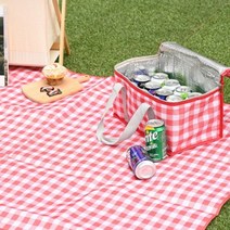 [방수 돗자리+쿨러백 세트] 감성 피크닉 한강 페스티벌 캠핑 등산 준비물 보냉 보온 아이스박스, L+쿨러백 일반