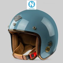 나폴리 Napoli 오픈페이스 SH 루비 유광 다크스카이 블루 안전 인증 스쿠터 바이크 헬멧 소두핏 하이바 레트로 클래식 텐덤 반모 킥보드, 다크스카이헬멧+GRS쉴드(실버미러)