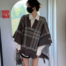 HM 무드 체크패턴 망토가디건