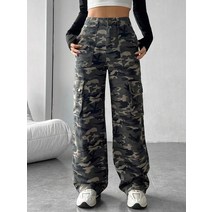 l2023신상l SHEIN EZwear 카무플라주 프린트 플랩 포켓 카고 청바지 205516