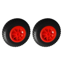 SJSHOP 빨간 바퀴에 1 쌍의 펑크 증거 고무 타이어-카약 트롤리/트레일러 휠, 폴리 우레탄, 레드