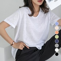 [나크21] (55~77) 린넨 U넥 무지 티셔츠 NK12-T-24