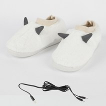 풋워머 사무실 usb 온열 발난로 보온기 방석 Usb 풋 워머 조절 가능한 온도 가열 풋 워머 탈착식 및 빨 플러시 귀여운 슬리퍼 겨울 따뜻함 액세서리, 흰색 USB, 38-39