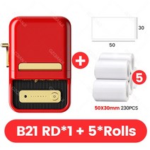 날인기 Niimbot-B21 휴대용 감열식 무선 블루투스 라벨 프린터 바코드 의류 쥬얼리 fooder 용지 롤에 사용, 09 RD Add 5White